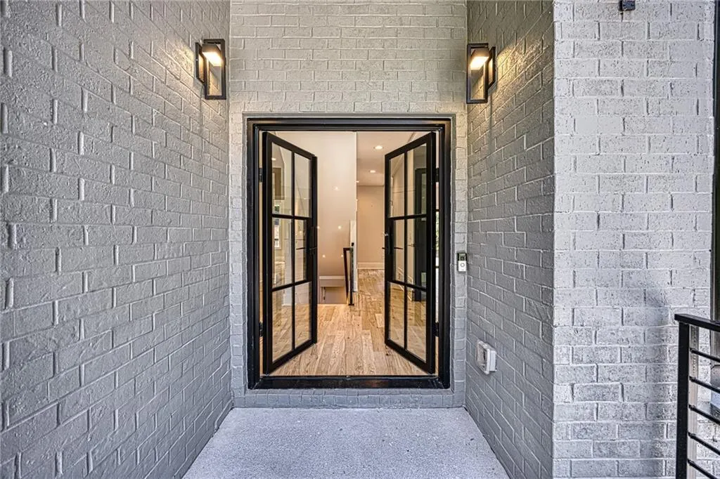 Metal double door entrance