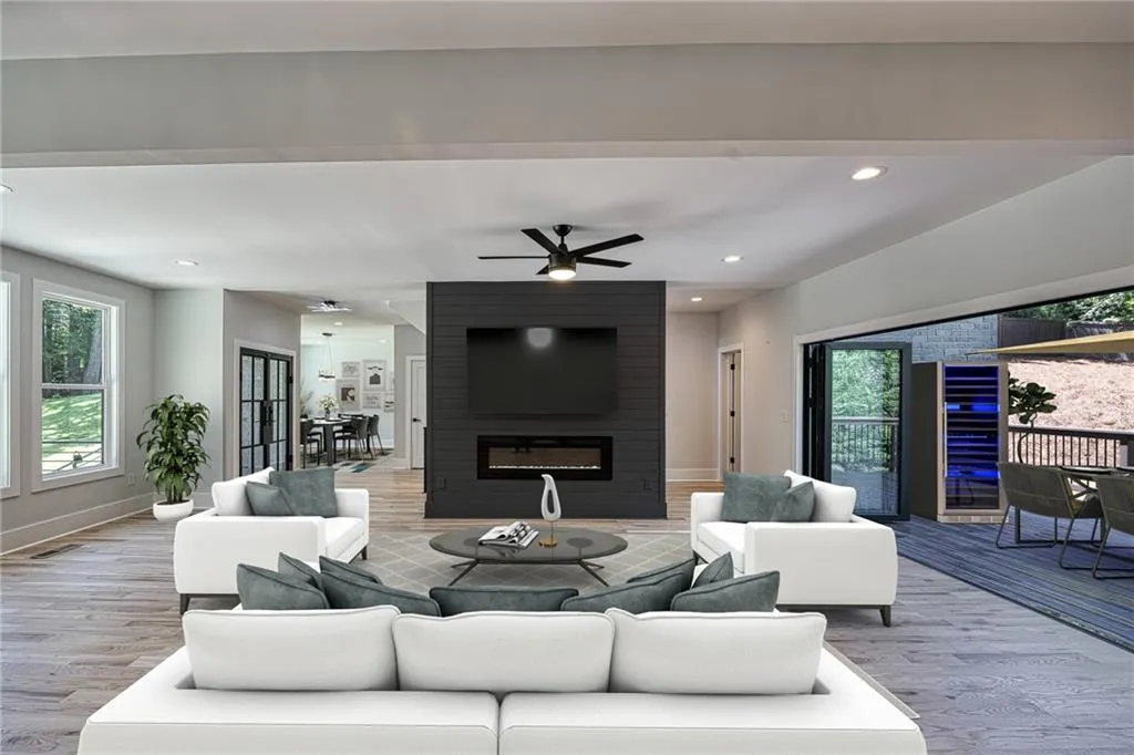 Main level great room virtually staged