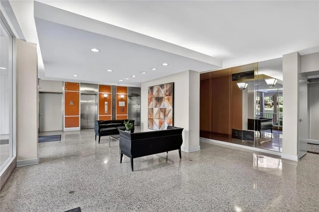 Community lobby featuring recessed lighting