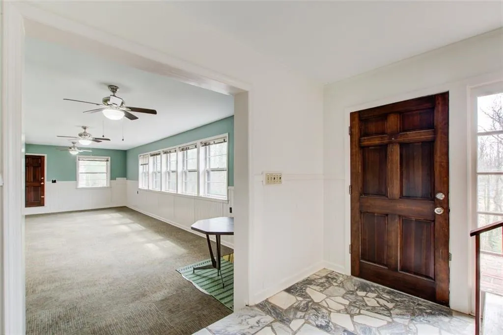 Terrace level living featuring  huge fireside living room