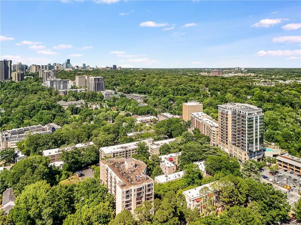 Expansive urban landscape with a prominent skyline
