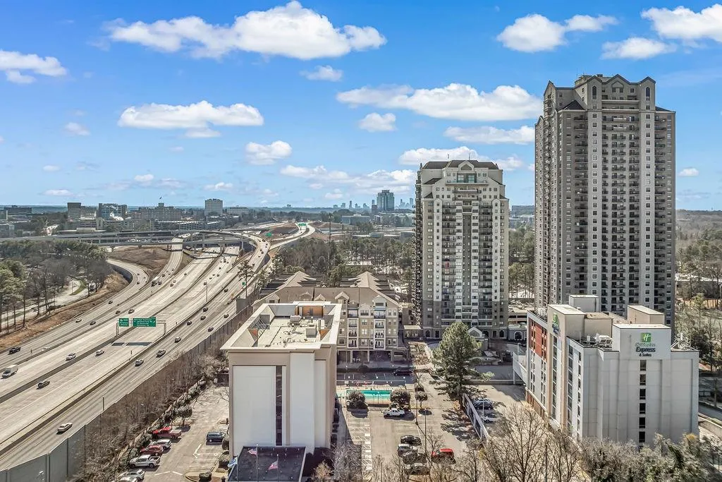 View of urban area with a major roadway