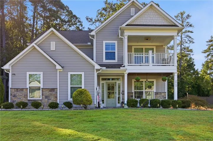 Exterior with stone and siding accents