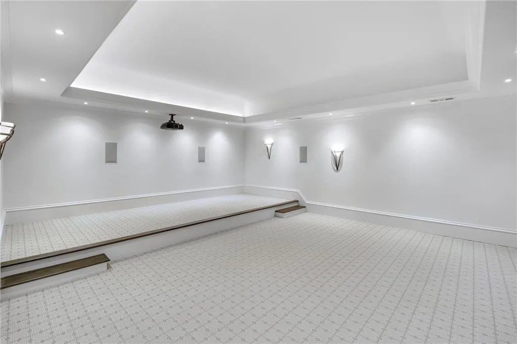 Media room with riser for seating Media room with riser for seating