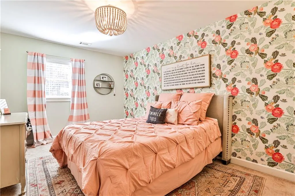 Bedroom with carpet floors