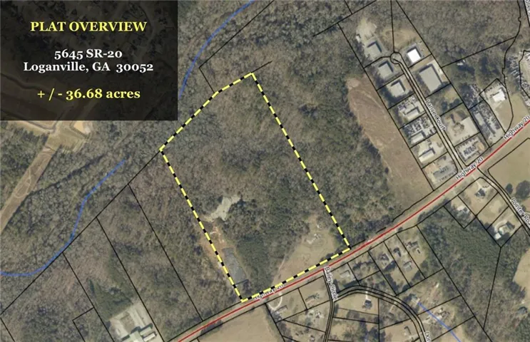 Plat Overview. Presenting an aerial view of the property with acreage and location data