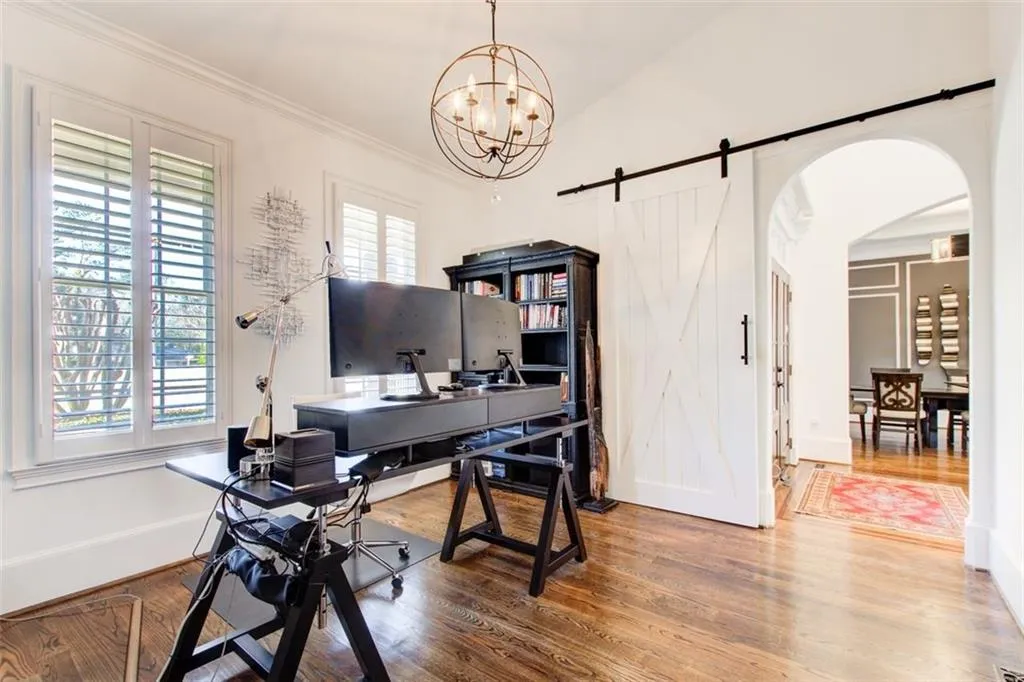 Office with view into dining area
