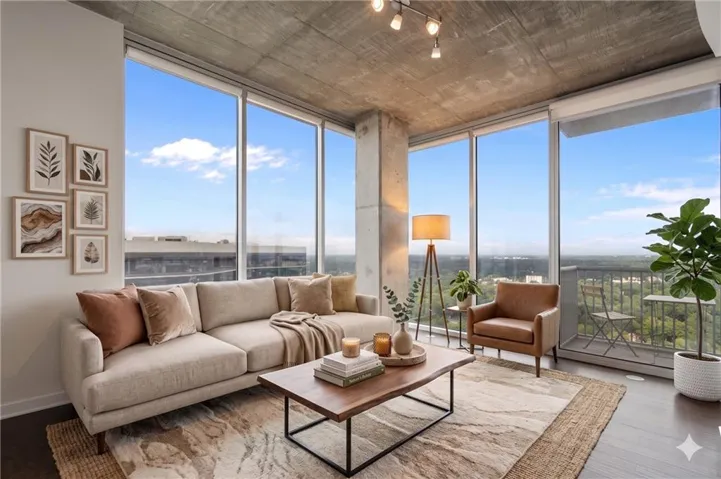 Floor-to-ceiling windows with expansive sky views