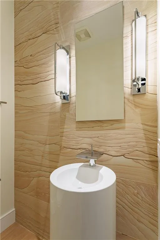 Powder room off foyer