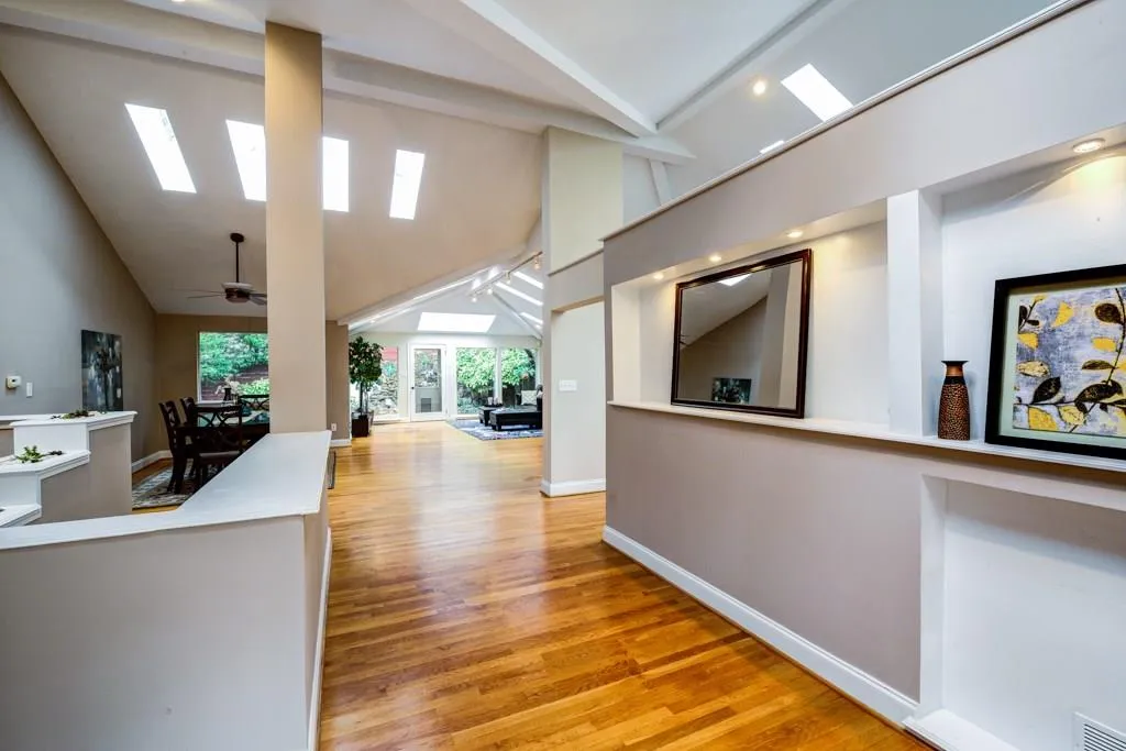 Plenty of natural light through skylights.