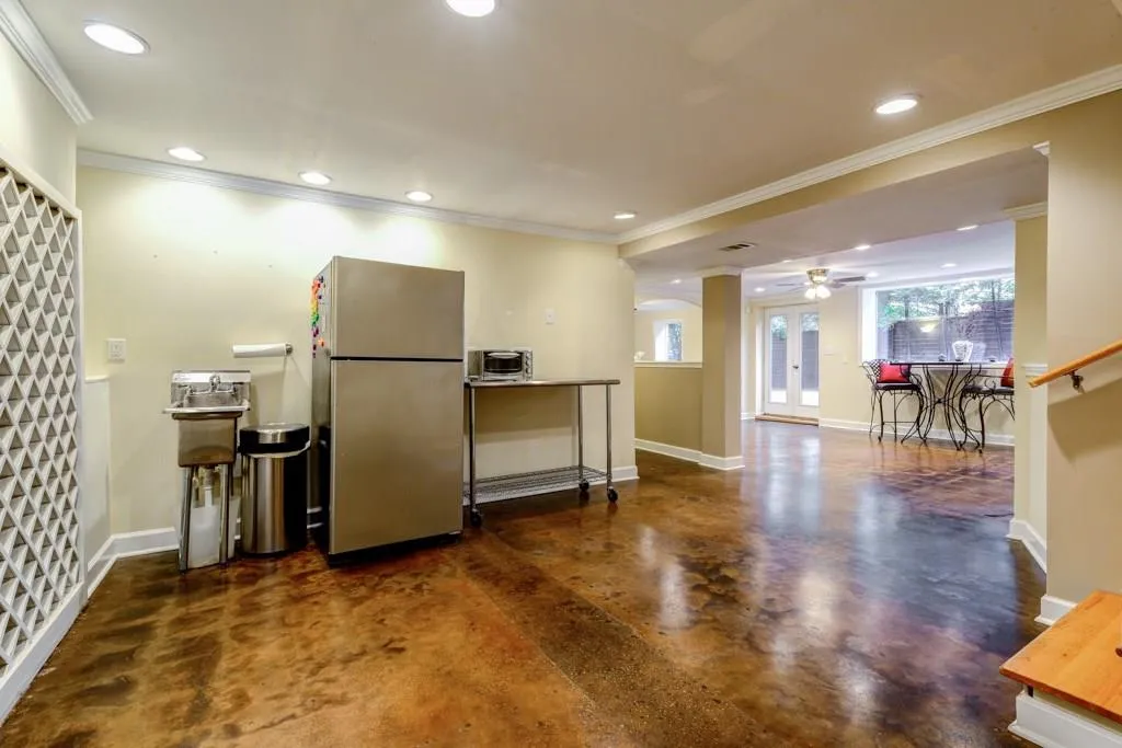 Polished flooring and wine rack