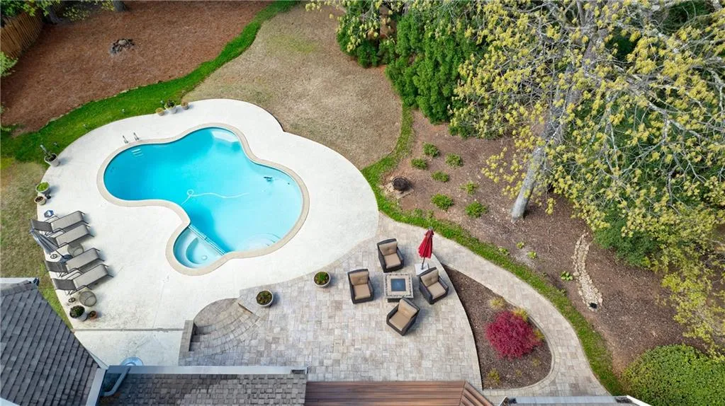 Bird's eye view of backyard