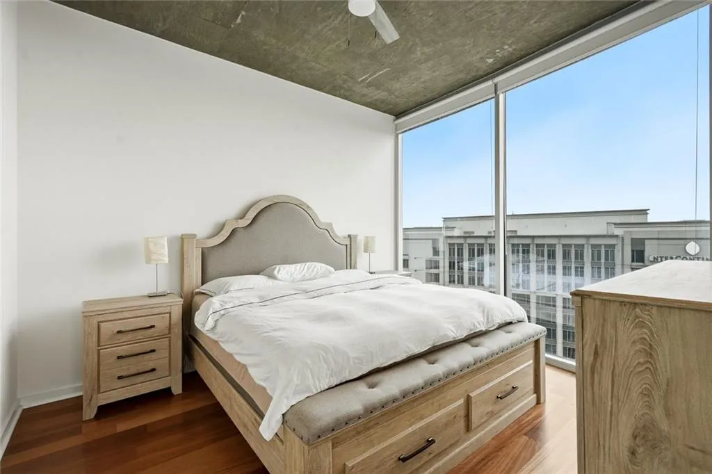 Full-height windows with expansive city exposures
