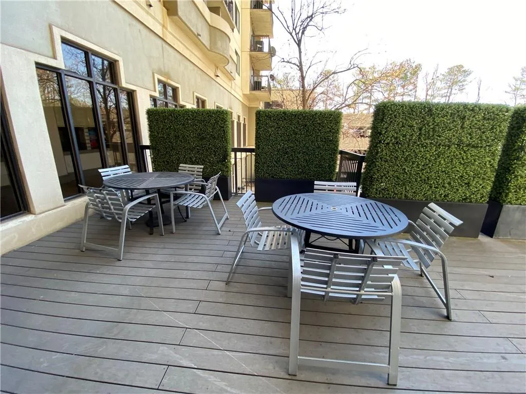 Wooden deck with outdoor dining area
