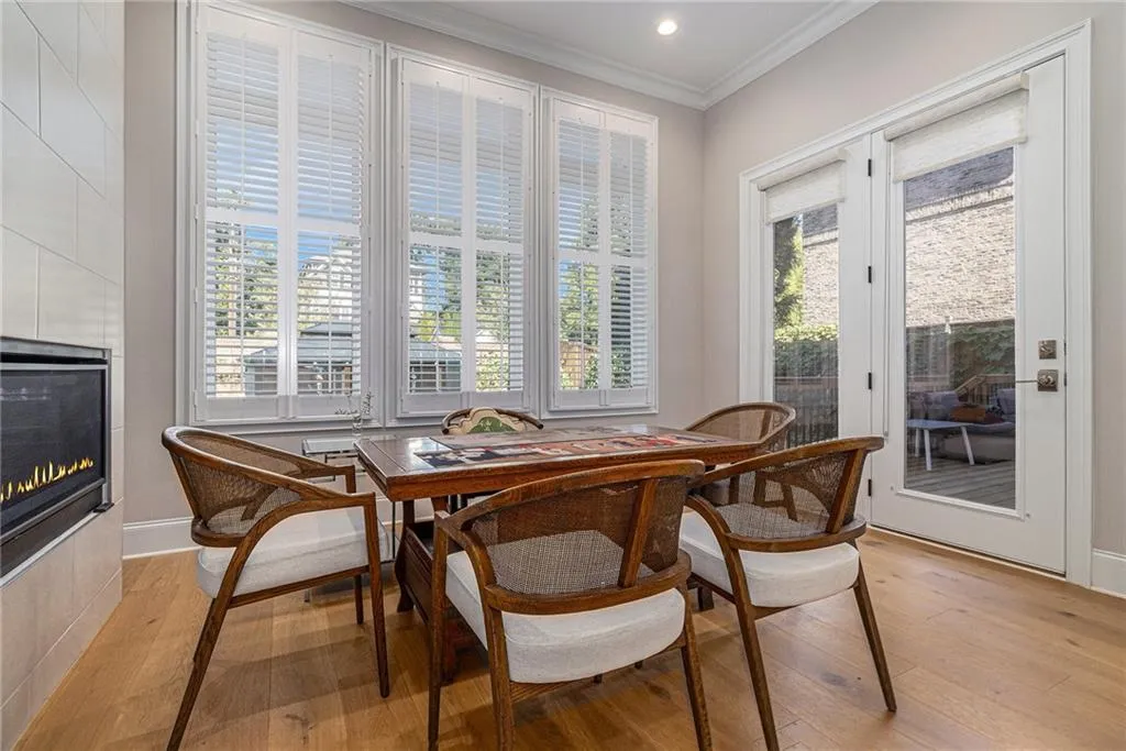 second dining area or keping room with fireplace.