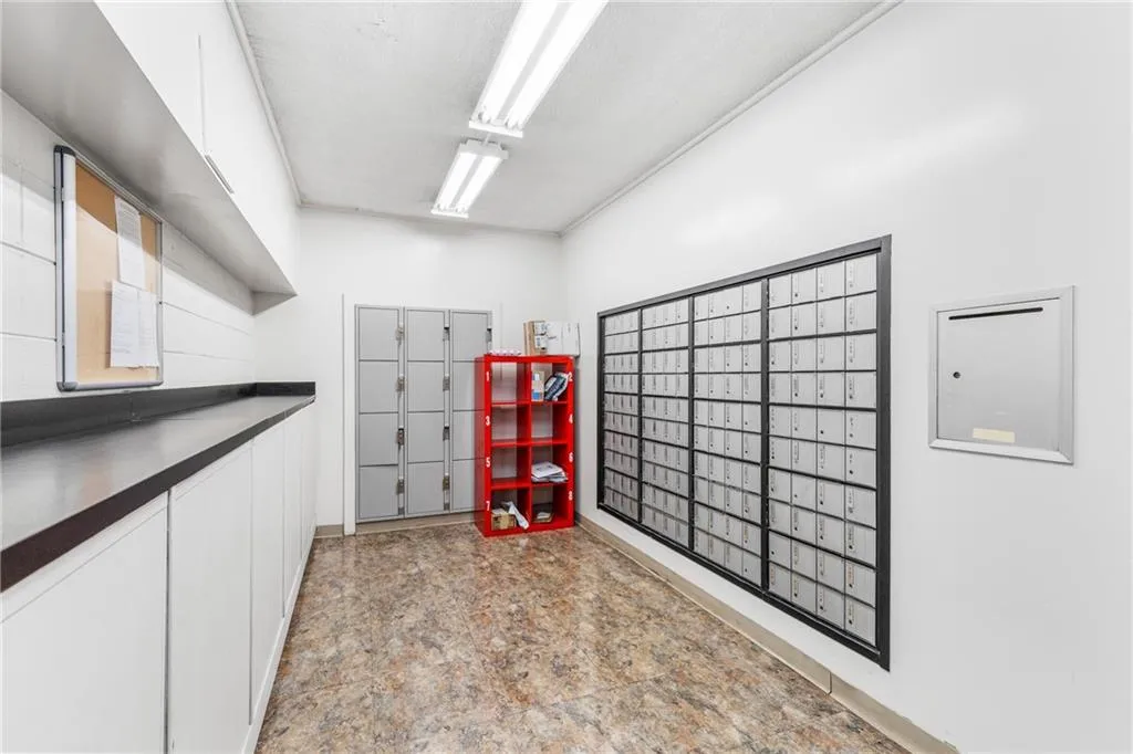 Slaton Manor's mailroom is located in the building basement