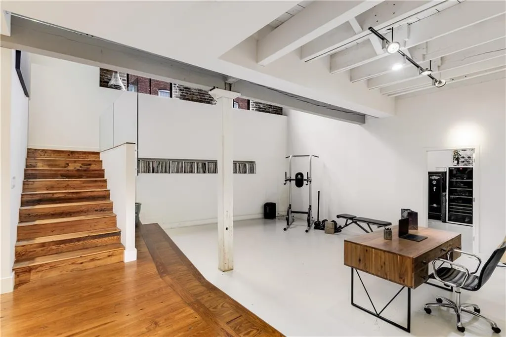 Office with concrete floors