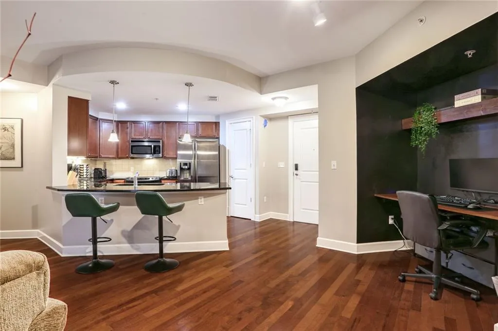 Built in home workspace with views to the balcony