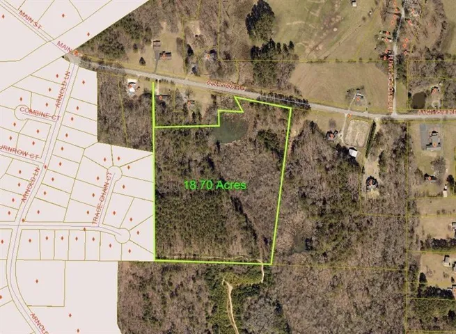Aerial overview of property's location with property boundaries highlighted