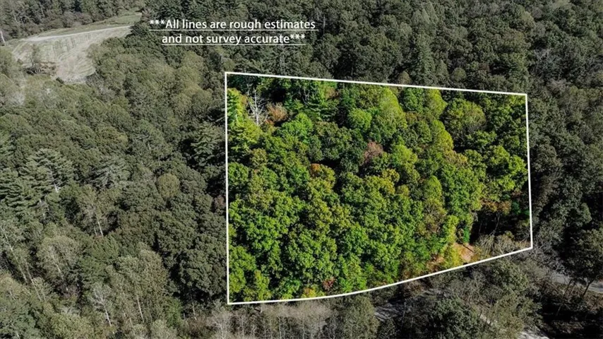 Aerial view of a heavily wooded area