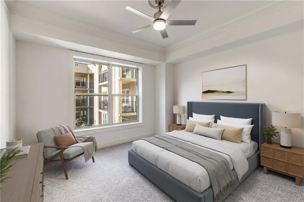 One of two additional bedrooms.  Freshly installed Mohawk silk carpet is top of the line!