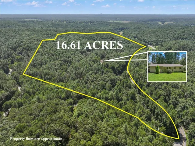 Expansive 16.61-acre wooded parcel featuring a single-story residence