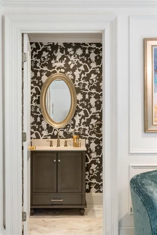 Powder room off of entry