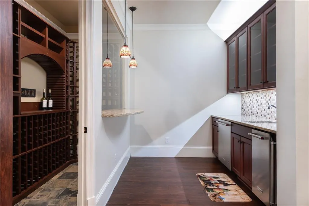 Located on terrace level along with a wet bar.