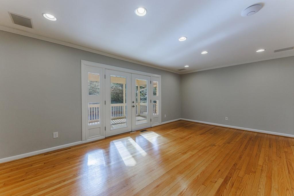 Glass French doors in the living room