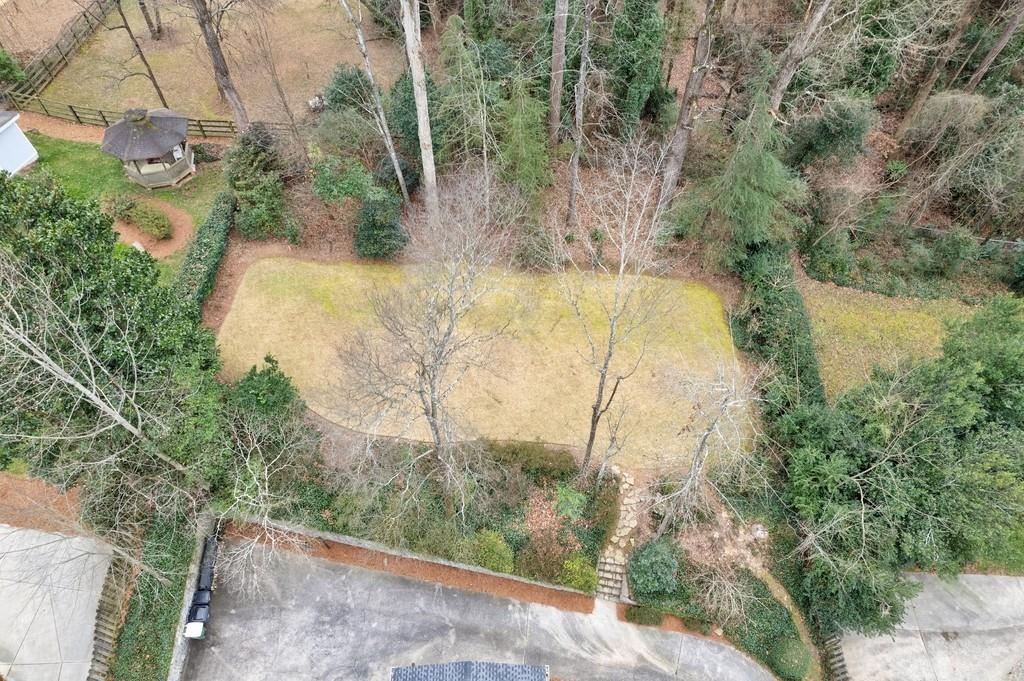 Aerial view of the backyard