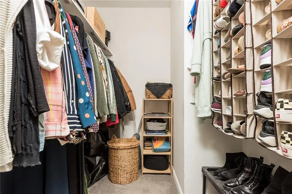 Spacious closet with carpet flooring