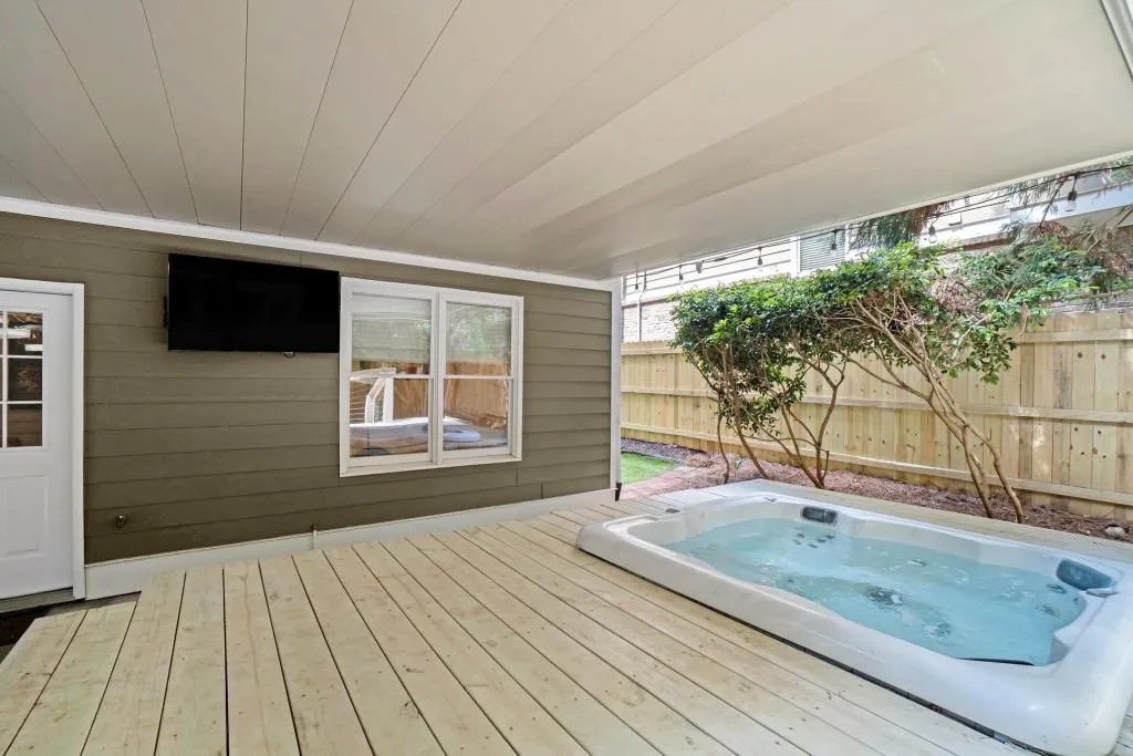 Covered Back Patio And Spa