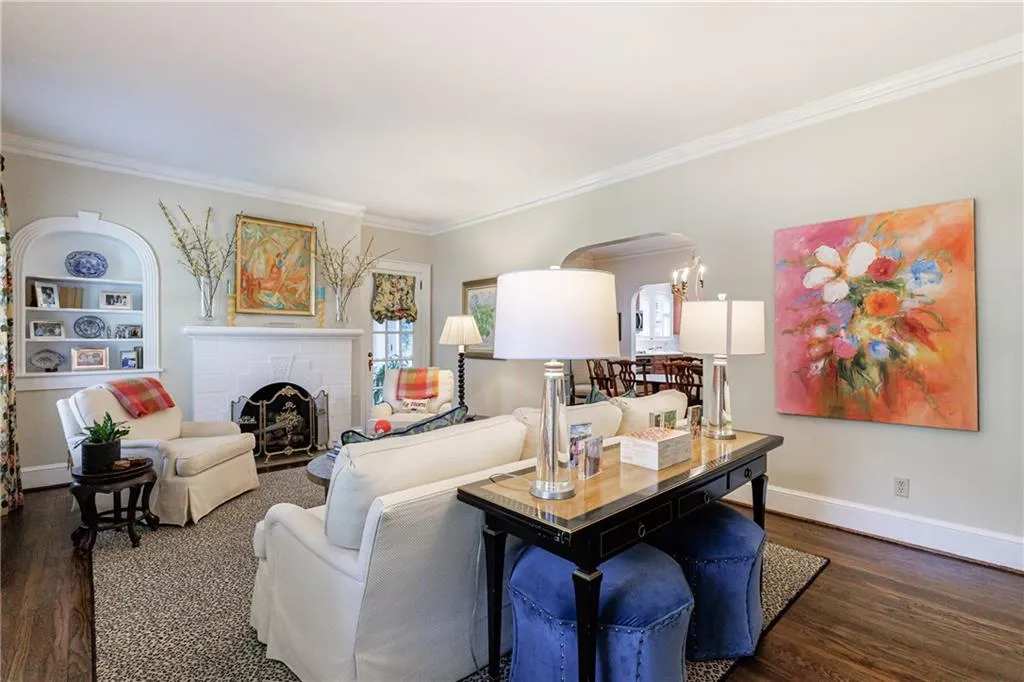 Fireside Living room with period fireplace surround and book shelves