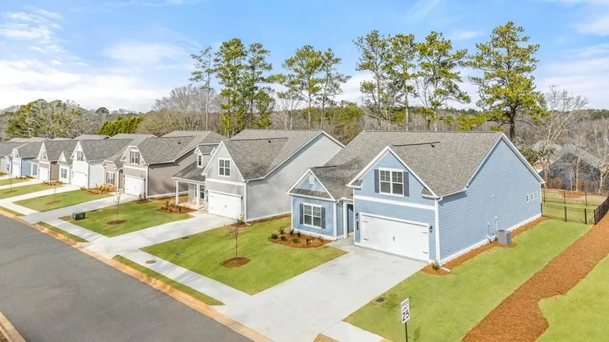 Aerial perspective of suburban area