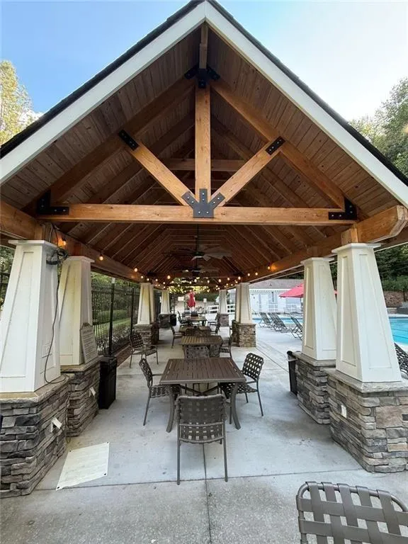 Deerfield Covered Picnic Tables Next to Pool