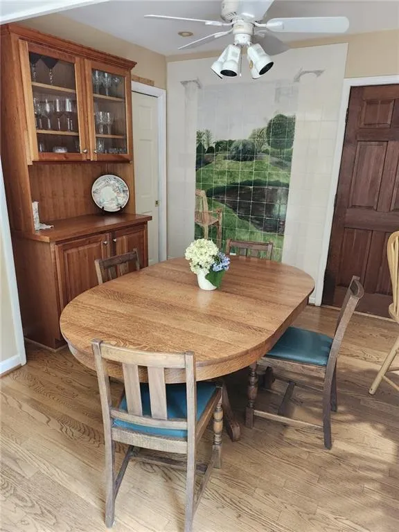 Kitchen eating area with hand painted mural