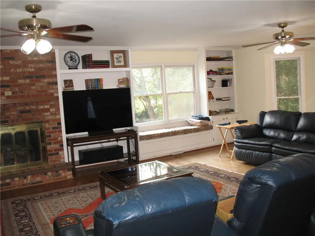 View of fireplace in family room