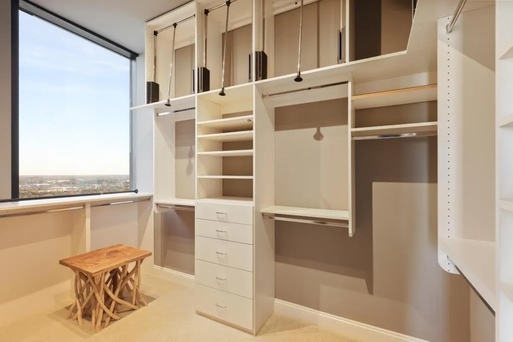 Spacious closet featuring light colored carpet