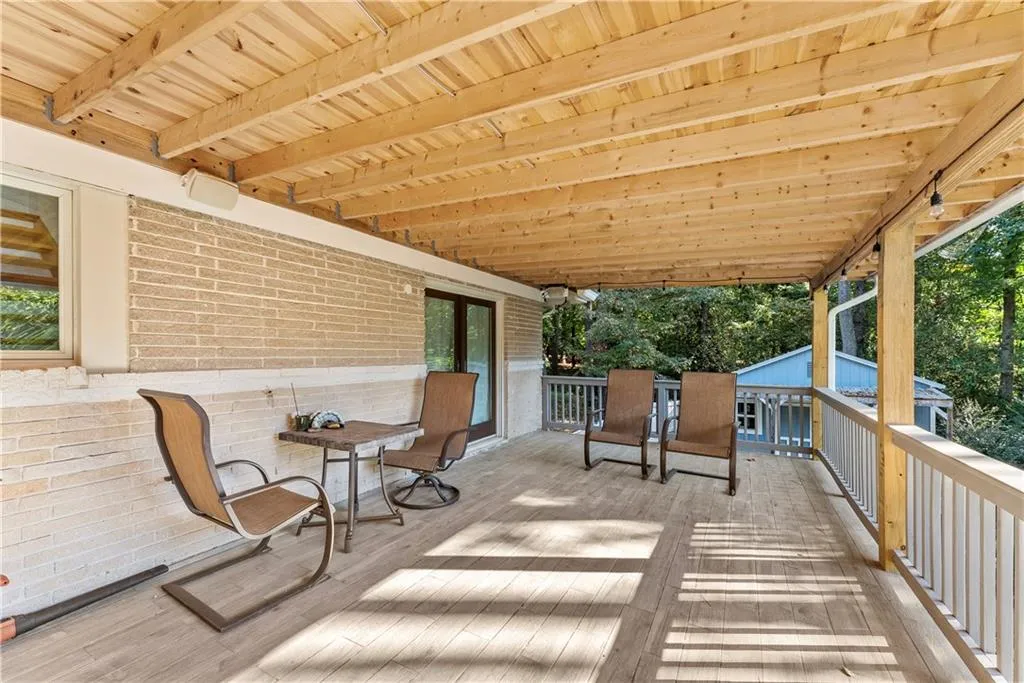 Wooden deck with french doors