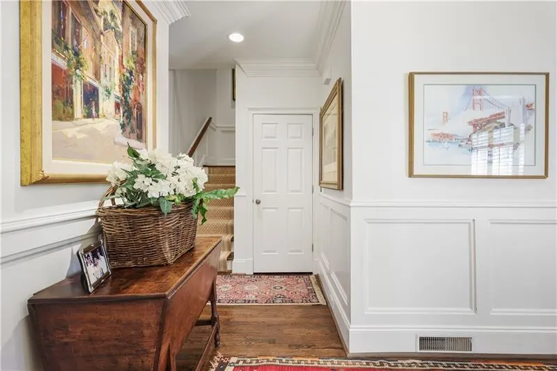 Wainscoting and coffered ceilings are just a couple of special features of the home.