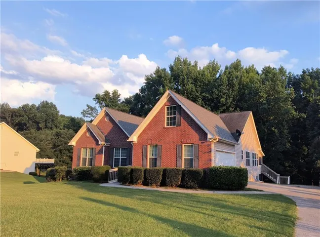 Brick exterior with gabled roof lines