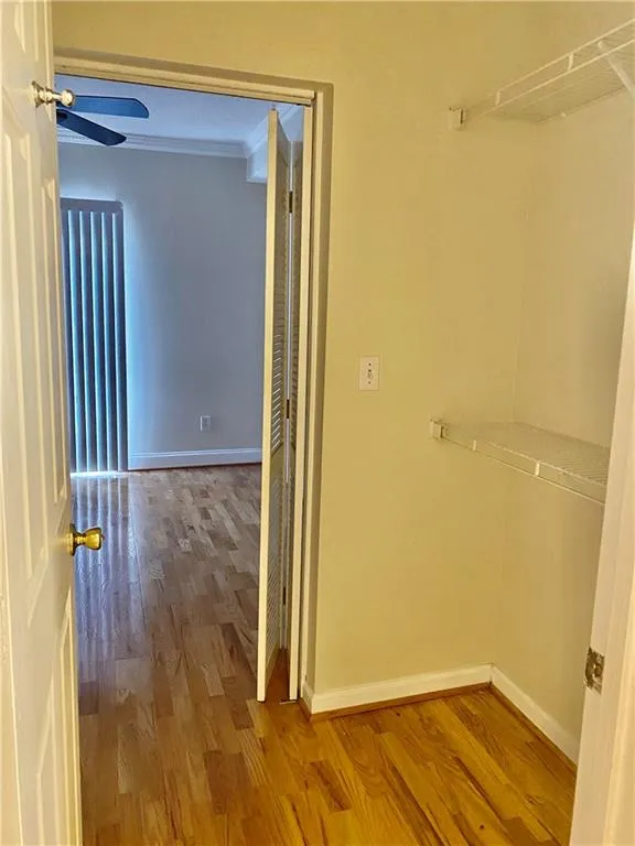 Spacious closet with wood finished floors