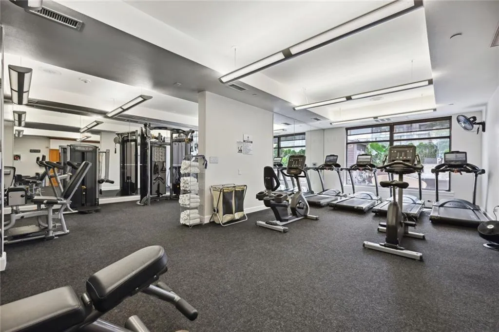 Gym with a raised ceiling