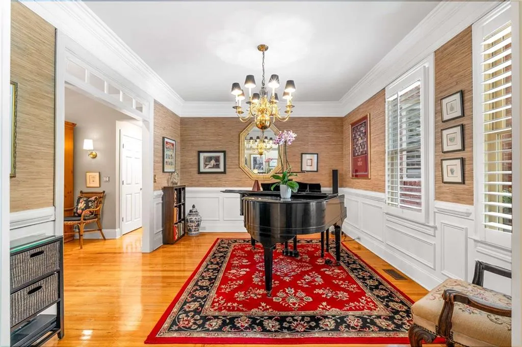 Separate dining room with wainscotting