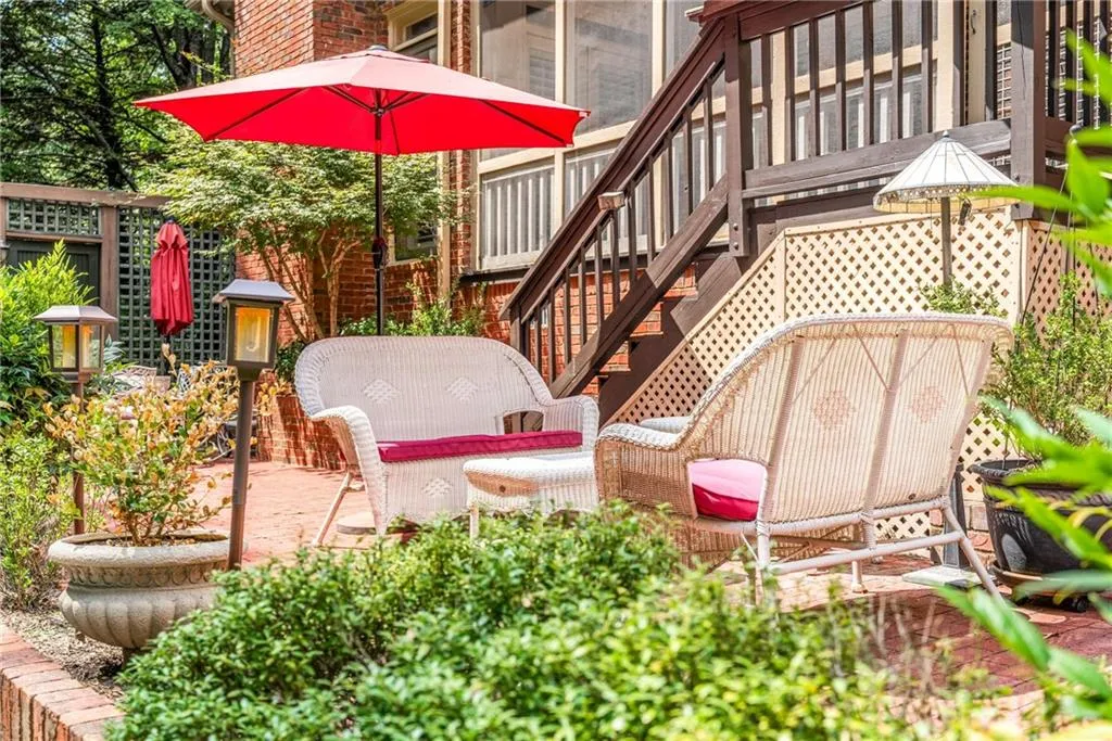 Extended multi-level brick patio and pool area is an entertainer’s dream