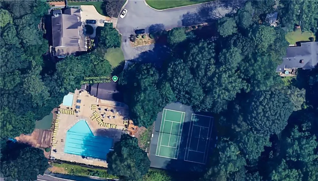 Aerial view of Swim & Tennis club open for the public to join.