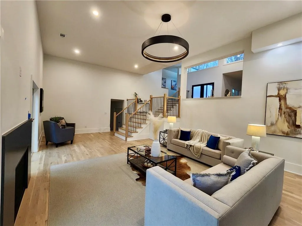 Another view from edge of GR to steps up to kitchen and main level