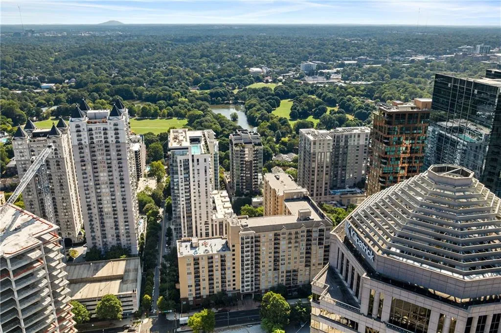 View of urban area with a large body of water