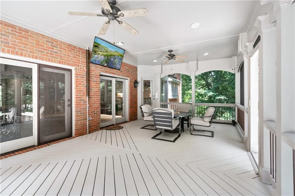 Large porch with remote control screens