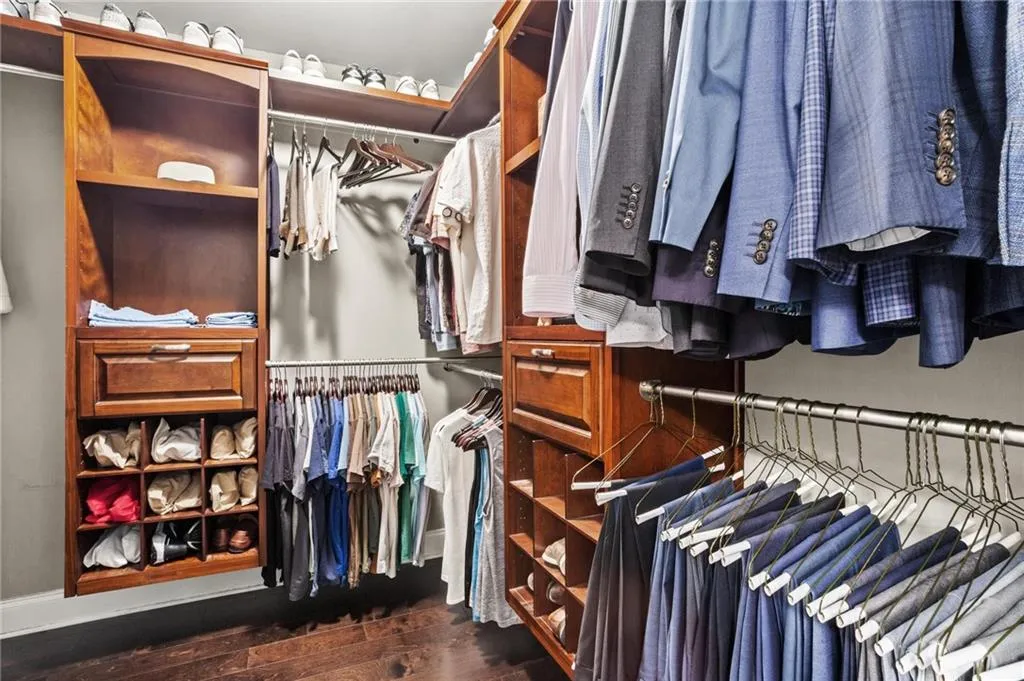 The upgraded closet system allows for every piece to have a purpose